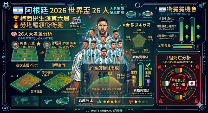 阿根廷 2026 世界盃 26 人大名單|梅西領軍拚生涯第六屆,J 組對戰阿爾及利亞(史卡洛尼 5/28 官方公布)
