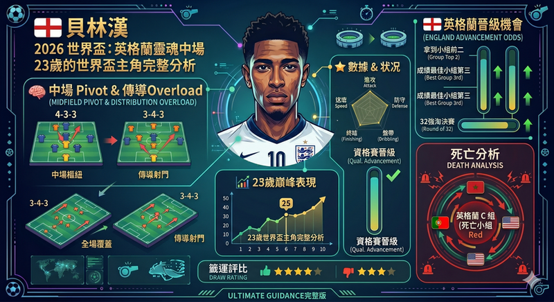 貝林漢 2026 世界盃｜英格蘭靈魂中場，23 歲的世界盃主角完整分析