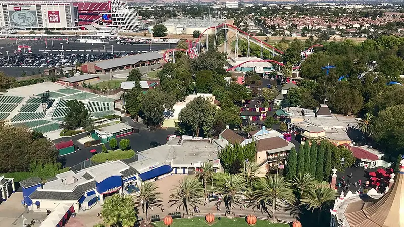 空拍聖塔克拉拉李維斯體育場 Levi’s Stadium(2026 世界盃 San Francisco Bay Area Stadium)與園區周邊動線