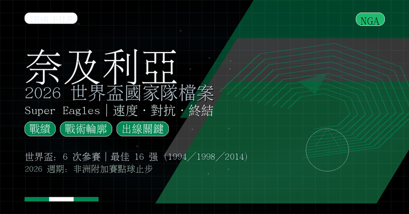 奈及利亞國家足球隊 Super Eagles 封面圖：世界盃參賽史與打法特徵整理