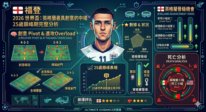 福登 2026 世界盃｜英格蘭最具創意的中場，25 歲巔峰期完整分析