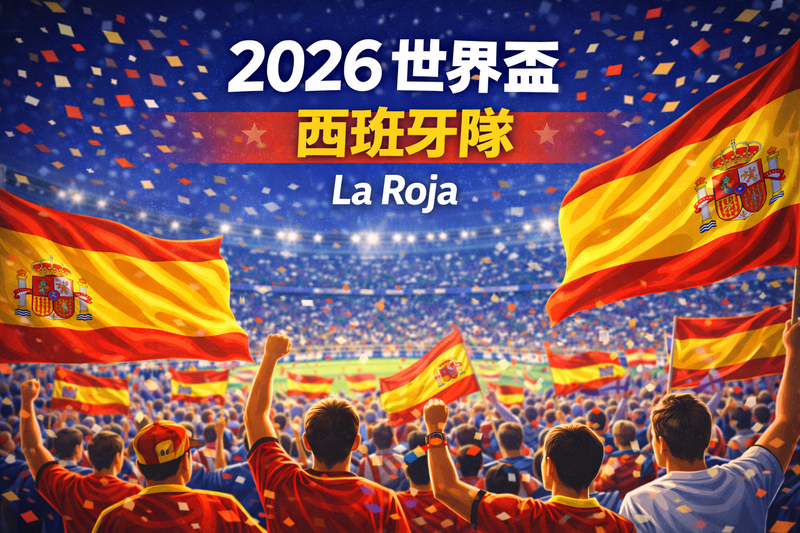2026 世界盃西班牙隊 La Roja 球迷揮舞紅黃國旗的球場氛圍