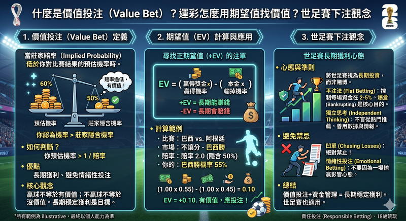 什麼是價值投注 Value Bet?運彩用期望值 EV 找高賠率價值注單與世足賽下注觀念一次看懂