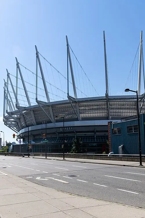 BC Place 英屬哥倫比亞體育館空拍外觀（溫哥華 2026 世界盃場館）